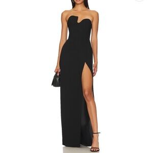 Amanda Uprichard Black Strapless Evening Dress